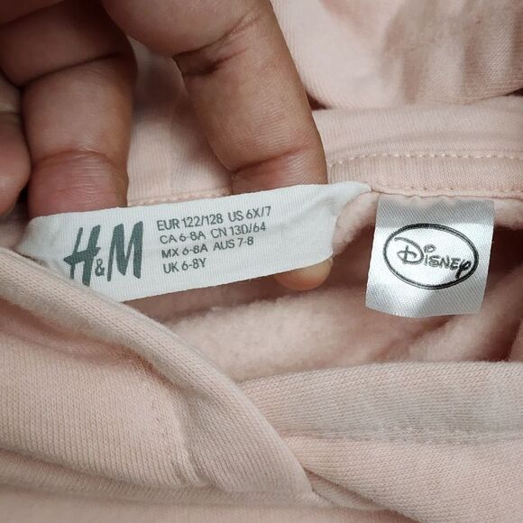 H&M Girls Disney Lady and the Tramp Spaghetti Scene Light Pink Hoodie Size 6x - Picture 6 of 10